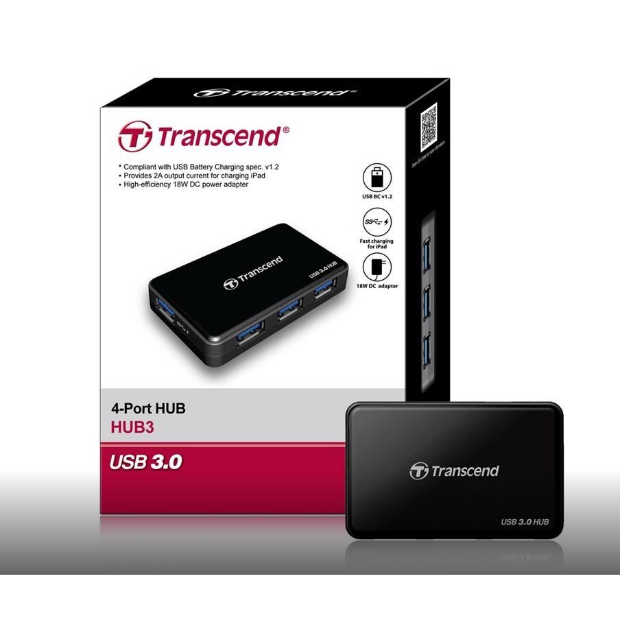 Transcend HUB 4 Ports+A/Bไฟเลียง USB 3.0 TS-HUB3K/พร้อมส่ง