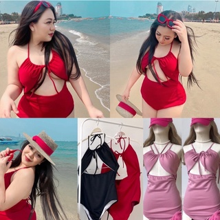 Plus size🔥 I D2 ชุดว่ายน้ำสาวอวบเซ็กซี่ อก38-50 ☎️summer callingพร้อมอวดหุ่นซุดแซ่บ