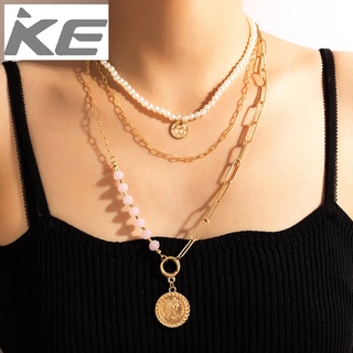 MultiNecklace Pink Beaded Beauty Head Pearl Chain MultiNecklace for girls for women low price