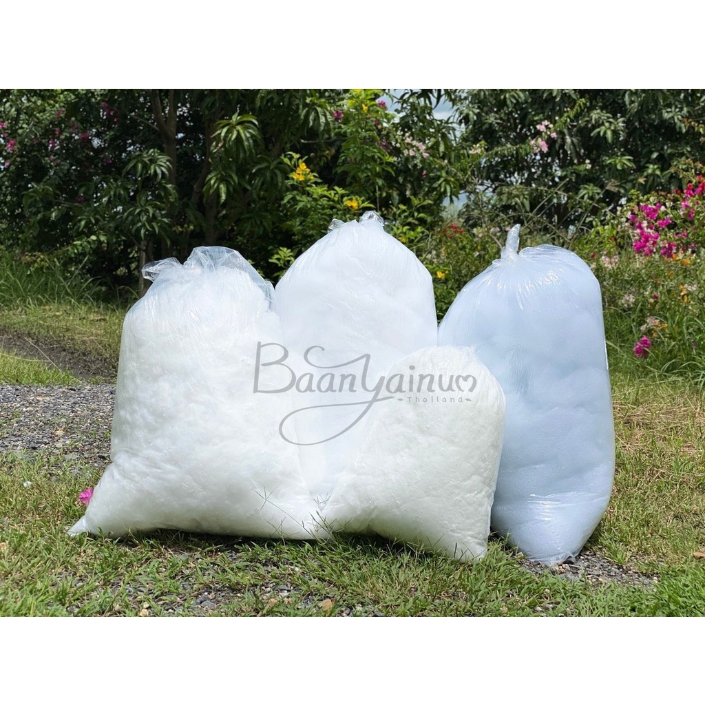 มีส่งด่วน ใยขนเป็ดเทียม ขนห่านเทียม ตีฟู นุ่มลื่น ไม่จับตัวเป็นก้อน 1 Kg ราคา 160 บาท (ST02-ST03)แยกถุงรบกวนทักแจ้งจ้า