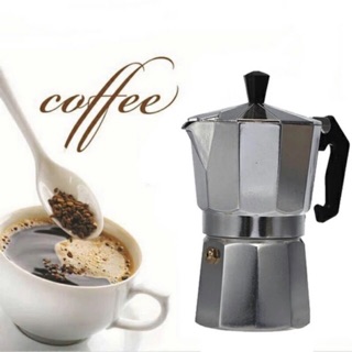 Mocha Pot หม้อต้มกาแฟสดแบบหม้อแรงดันน้ำ ขนาด 3 cup สีดำ