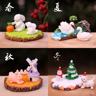 ตุ๊กตาเรซิ่น กระต่าย แมว snowman หงษ์ หมู เรซิ่น ตุ๊กตาเรซิ่นตกแต่งสวน ตกแต่งบ้าน (ชุด 3 แบบ) แยกเล่นไ