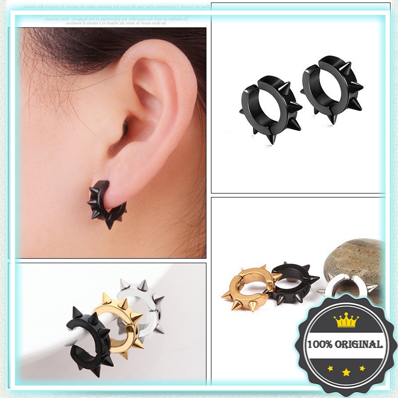 ต่างหู เกาหลีรอบ Earing ผู้ชายต่างหูต่างหูคลิปสีดํา Earing หูเงินหูทองผู้หญิง Earing Anting 耳环