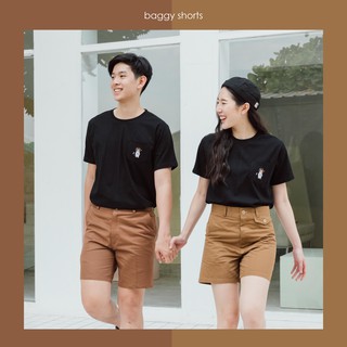 BAGGY SHORTS กางเกงขาสั้นชาย หญิง ผ้าคอตตอนพีช - Almond&amp;Choco