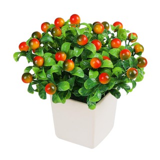 กระถางเบอร์รี่ ฟ้าและดอกไม้ สีส้ม ARTIFICIAL BERRIES IN POT SKY AND FLOWER ORANGE