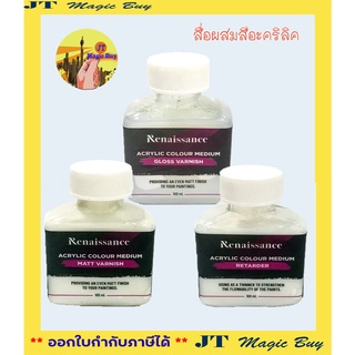 Renaissance  สื่อผสม สีอะคริลิค เรนาซองค์ ขนาด 100 มล. [ Gloss Vanish , Matt Varnish  , Retarder ] 1 ขวด