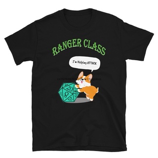 เดรสคอกลมแขนสั้นพิมพ์ลายRanger Class Corgi (Unisex) เสื้อยืดลําลอง ผ้าฝ้าย 100% แขนสั้น คอกลม พิมพ์ลาย Dnd D&amp;D Dungeons&amp;