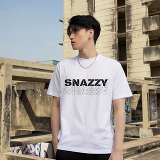 SNAZZY White Vertical ZZ T-Shirt เสื้อยืดชาย เสื้อยืดคอกลม เสื้อสตรีท