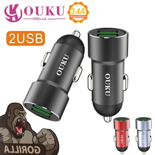 OUKU CK01 ที่ชาร์จแบตในรถ ชาร์จเร็ว USB car chargerหัวชาร์จ อะแดปเตอร์ ชาร์จในรถ 2ช่อง usb QC พร้อมส่ง