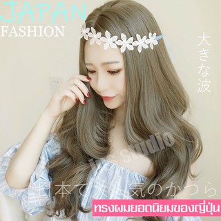 วิกผมปลอม วิกผมแบบสวมครอบ วิกผมผู้หญิงดัดลอน วิกผมหยิกยาว วิกผมยาวสีเทา Gray long wig แฟชั่นยอดนิยมวิกผม