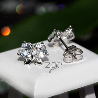 ต่างหูผีเสื้อเงินแท้ 925 ประดับพลอยCZ Earring Butterfly Style Silver 925 With Cubic Zirconia-(E26170138)