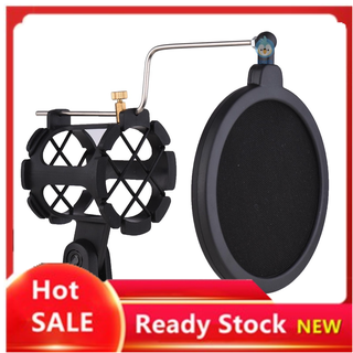 ♫ Plastic Microphone Shock Mount Anti-vibration Mic Holder Stand with Pop Filter Universal Screw Adapter for Diameter 2cm-4cm Thin Condenser Microphone