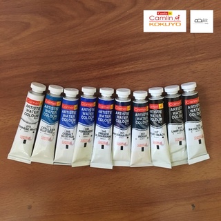 สีน้ำคุณภาพเกรด Artist  Watercolor แบรนด์ Camel ( Camlin ) จากประเทศอินเดีย ( โทนน้ำเงินฟ้าดำ )