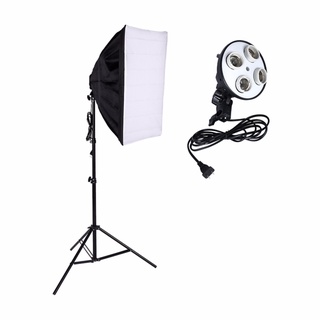 KUINDY ไฟสตูดิโอ  พร้อมขั้วไฟ4ขั้ว Softbox 50x70cmและขาตั้งไฟ2เมตร