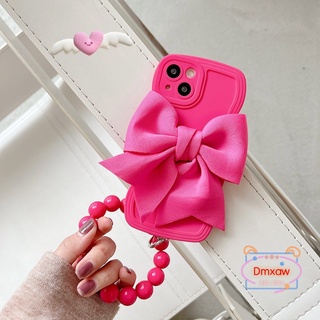 เคสโทรศัพท์มือถือ แบบนิ่ม ประดับโบว์ และลูกปัดสีแดง สําหรับ Samsung Galaxy S22 S21 S20 Ultra Plus S22+ S21+ S20+ S21 S20 FE