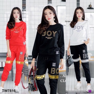 TwinsShopVip💗พร้อมส่ง TW7816 set แขนยาว+กางเกง แบรนด์ดัง