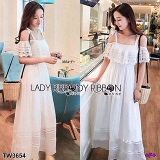 🦋Maxi Dress เดรสยาวเปิดไหล่ผูกโบแต่งลูกไม้🦋