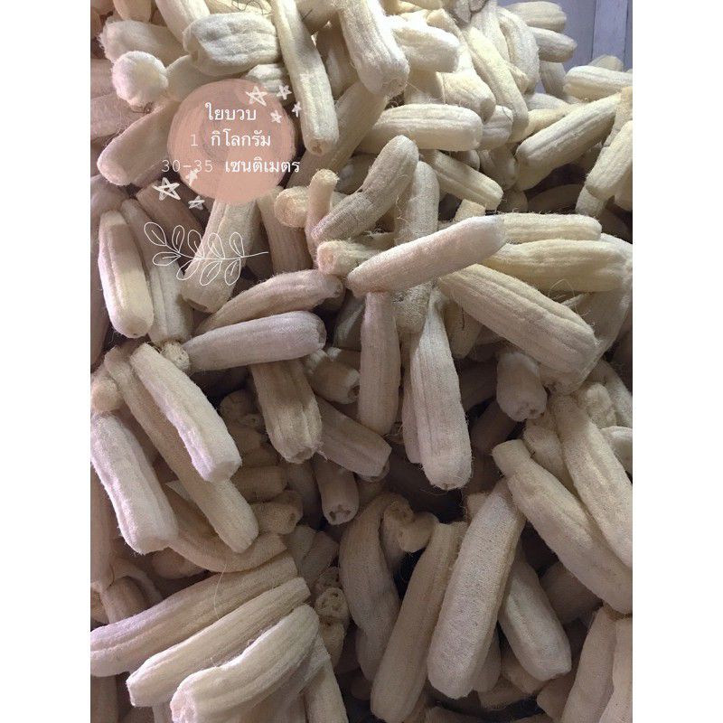 ใยบวบขัดตัว  น้ำหนัก 1 กิโลกรัม ได้ประมาณ 25-30 ลูก  ใยบวบขัดผิว ใยบวบธรรมชาติ