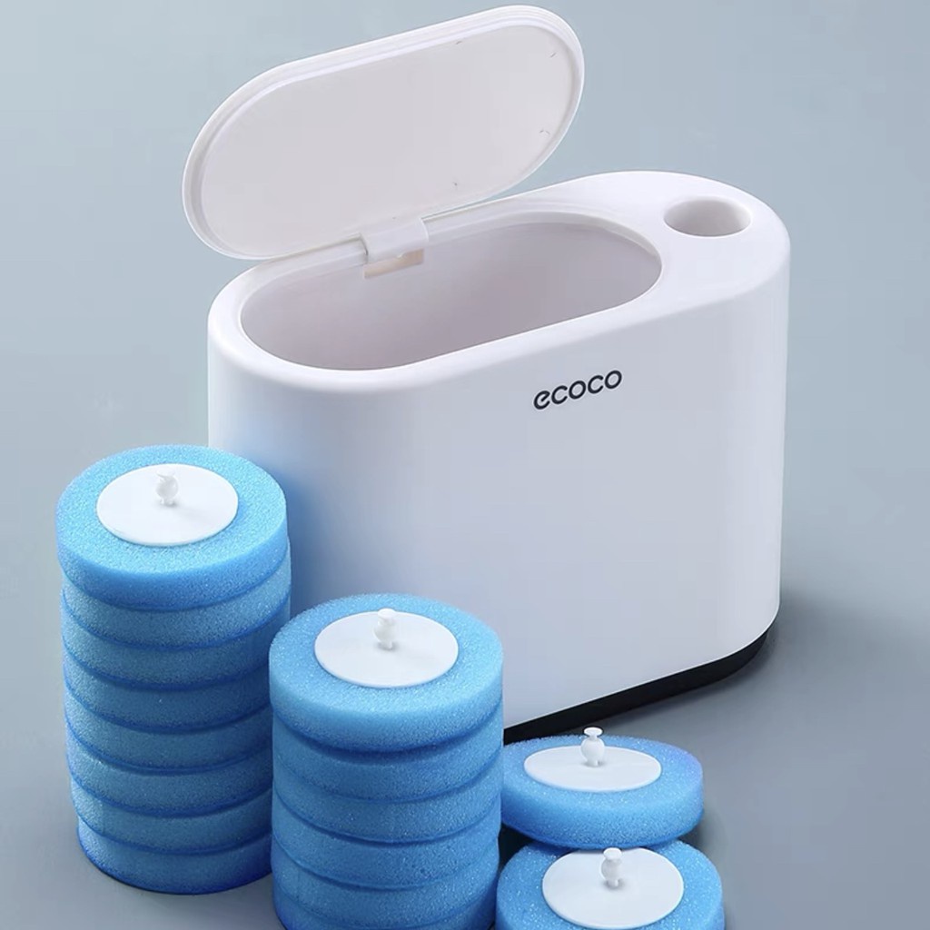 Ecoco ที่ขัดห้องน้ำ พร้อมด้ามแปรงขัดส้วม  แปรงขัดพื้น   ขัดชักโคร แถมฟรีพร้อมแผ่นน้ำยาใช้แล้วทิ้ง16ชิ้น E2013