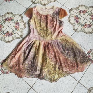 เดรสลูกไม้งานปักอลังการไล่สีสันสวยงาม อก34-35 เอว30 สะโพกฟรี ยาว 34
