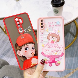 เคสขอบสีสกรีนลายการ์ตูน รุ่น VIVO Y11 Y12 Y15 Y17 Y20 Y30 Y50 V19 V20 V20pro Samsung A11 เคสซัมซุงA11