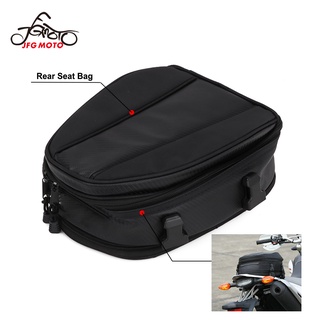 JFG MOTO Motorcycle Rear Seat Bag Waterproof Motorbike Travel Luggage Bag Helmet Pack Belt Tail Bag Reflective Scalable Accessories Parts