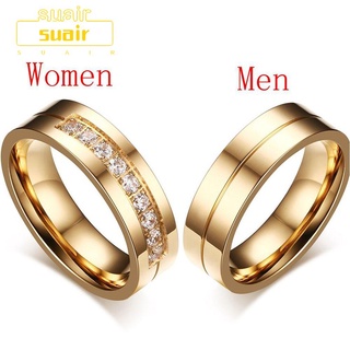 Subei แหวนสแตนเลสชุบทอง 18K รูปหัวใจ Aaa Cz Cubic Zirconia แฟชั่นสําหรับผู้หญิงและผู้ชาย