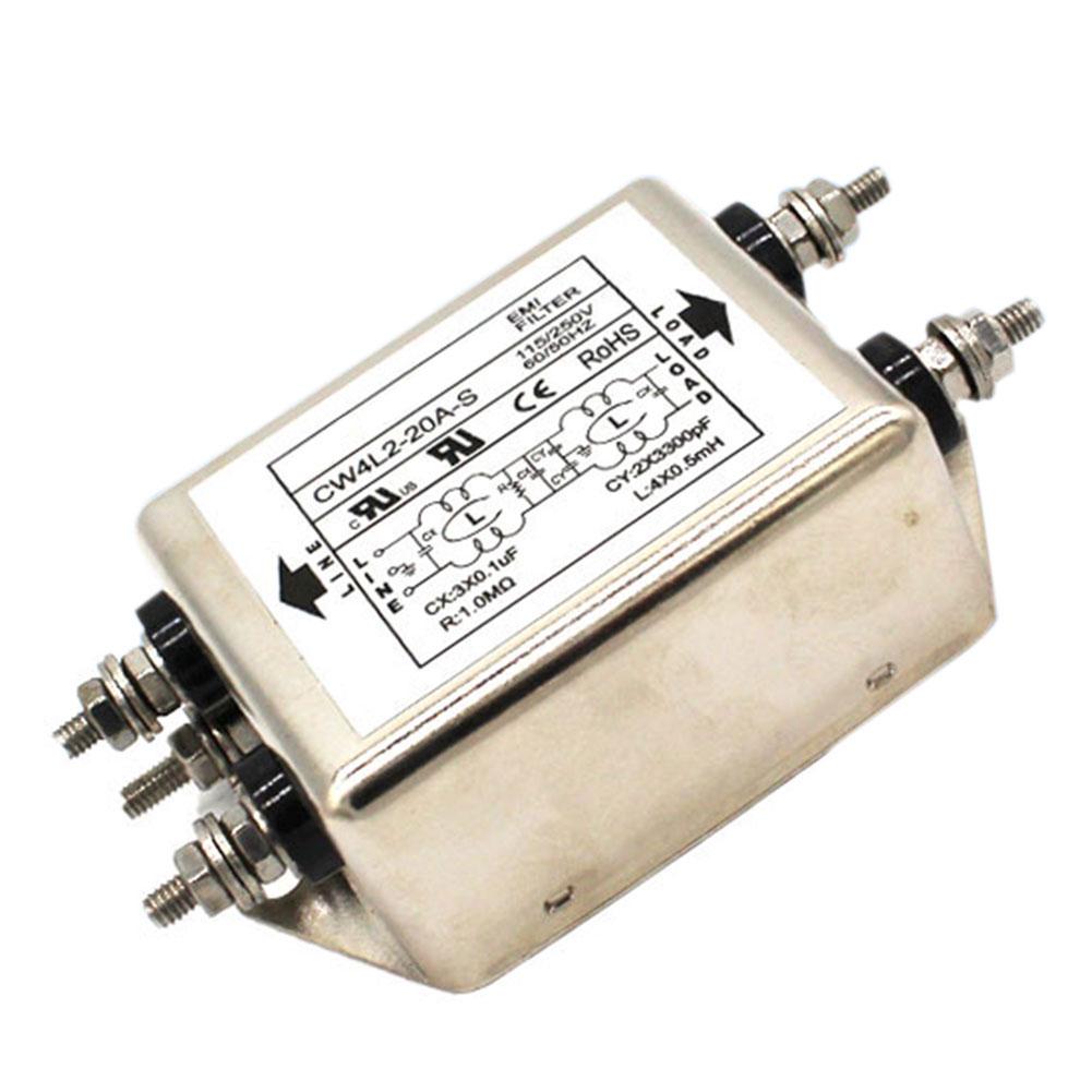 ฟิลเตอร์โลหะกรองเสียง CW4L2-20A-S 20A AC 115 250V EMI ทนทาน