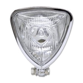 Chrome Triangle Motorcycle Headlight (Flat Back)