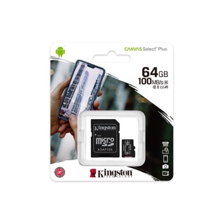 [แท้ พร้อมส่ง] Kingston Micro SD Card เมมโมรี่การ์ด แท้ 64GB รุ่น Canvas Select Plus รับประกันตลอดชีพ Life Time Warranty