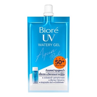 [1กล่อง/6ซอง] Biore’ UV Aqua Rich Watery Gel SPF 50+ PA+++ บิโอเร ยูวี อะควา ริช วอเตอร์รี เจล เอสพีเอฟ 50+ พีเอ+++