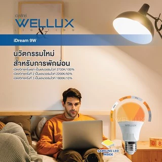 [Clearance]WELLUX หลอดไฟนวัตกรรมสำหรับการพักผ่อน ชิปซัมซุง 9W แสงวอร์ม LED Bulb iDream ขั้วE27