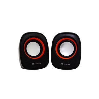 ลำโพงคอมพิวเตอร์ ตั้งโต๊ะ mini Speaker USB Port ยี่ห้อ MACNUS รุ่น ADL-Q180 Black/Orange รับประกัน 1ปี