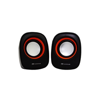 ลำโพงคอมพิวเตอร์ ตั้งโต๊ะ mini Speaker USB Port ยี่ห้อ MACNUS รุ่น ADL-Q180 Black/Orange รับประกัน 1ปี