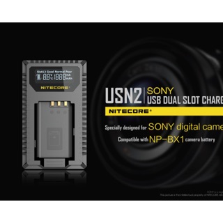 แท่นชาร์จ Nitecore USN2 for Sony ZV1 RX100 vii vi va v iv iii ii i, RX100 m7 m6 m5 แบต np-bx1 x3000 as200 bx1