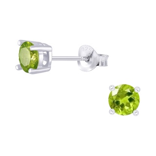 SILVER THAI 6mm Silver genuine peridot stud earrings with semi precious  ต่างหูเพอริดอทแท้ เงินแท้ 6 มม. เงินแท้9