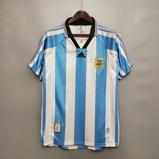 เสื้อกีฬาแขนสั้น ลายทีมชาติฟุตบอล Argentina 1998 ชุดเหย้า สไตล์เรโทร