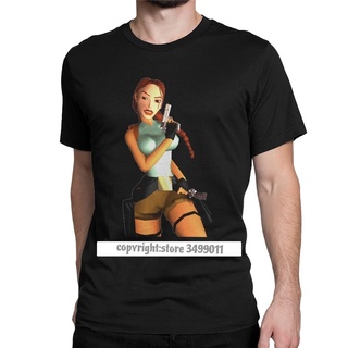 Hensewts Shop เสื้อยืดลําลอง ผ้าฝ้าย แขนสั้น คอกลม พิมพ์ลาย Lara Croft Adventer Game สไตล์วินเทจ สําหรับผู้ชาย900338