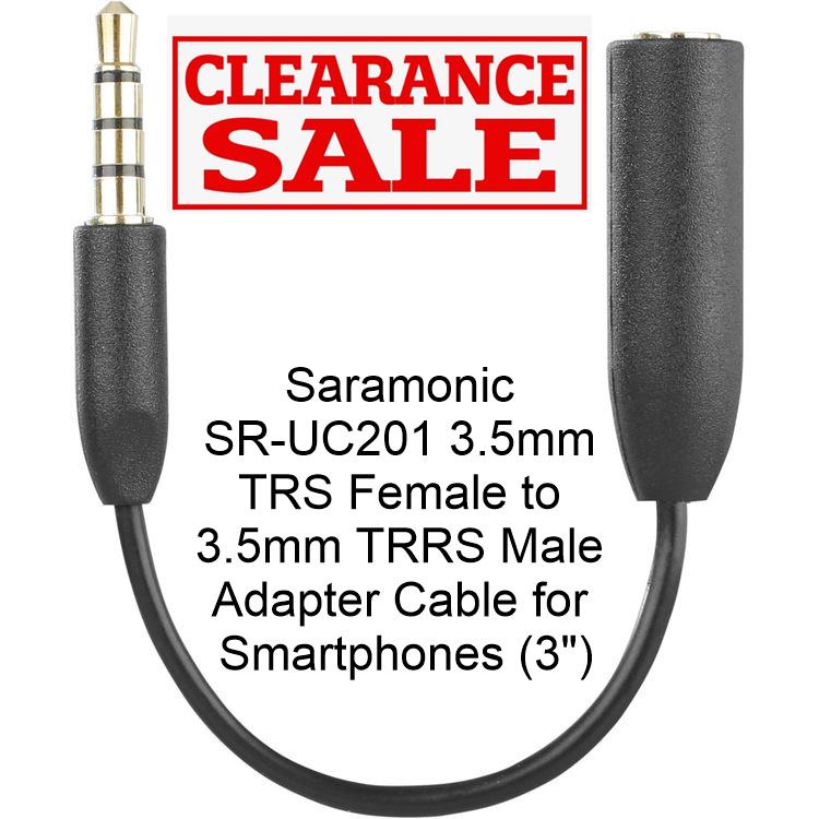 Saramonic SR-UC201 สายเคเบิลอะแดปเตอร์ชาย TRS ขนาด 3.5 มม. TRRS สําหรับสมาร์ทโฟน (3")