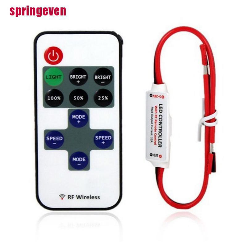 [springeven] 12v RF รีโมทคอนโทรลไร้สายหรี่แสงได้สําหรับสายไฟ LED ขนาดเล็ก