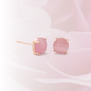 ต่างหูเงินแท้ Silver earrings, Pink Cats Eye Ston ,Lucky stone , stud earrings ,drop earrings