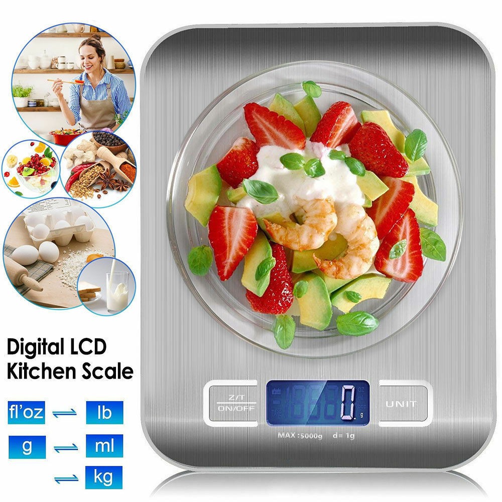 (เครื่องชั่ง 5 กิโล) Food Diet Weight Scale ตาชั่งดิจิตอล ผิวหน้าสแตนเลส สวย หรูหรา เครื่องชั่งน้ำหนัก เครื่องช