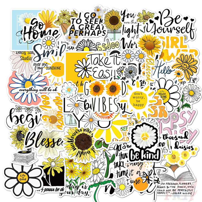❉ Daisy Flowers - Series 01 Healing English Words สติ๊กเกอร์ ❉ 50Pcs/Set Waterproof DIY Fashion Doodle Decals สติ๊กเกอร์
