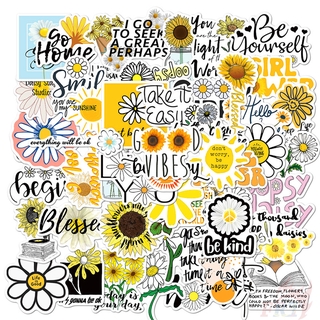 ❉ Daisy Flowers - Series 01 Healing English Words สติ๊กเกอร์ ❉ 50Pcs/Set Waterproof DIY Fashion Doodle Decals สติ๊กเกอร์