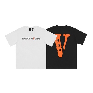 เสื้อยืดแขนสั้นลําลอง ผ้าฝ้าย คอวี พิมพ์ลาย Big Vlone ทรงหลวม ขนาดใหญ่ สไตล์คลาสสิก แฟชั่นคู่รัก สําหรับผู้ชาย และผู้หญิ