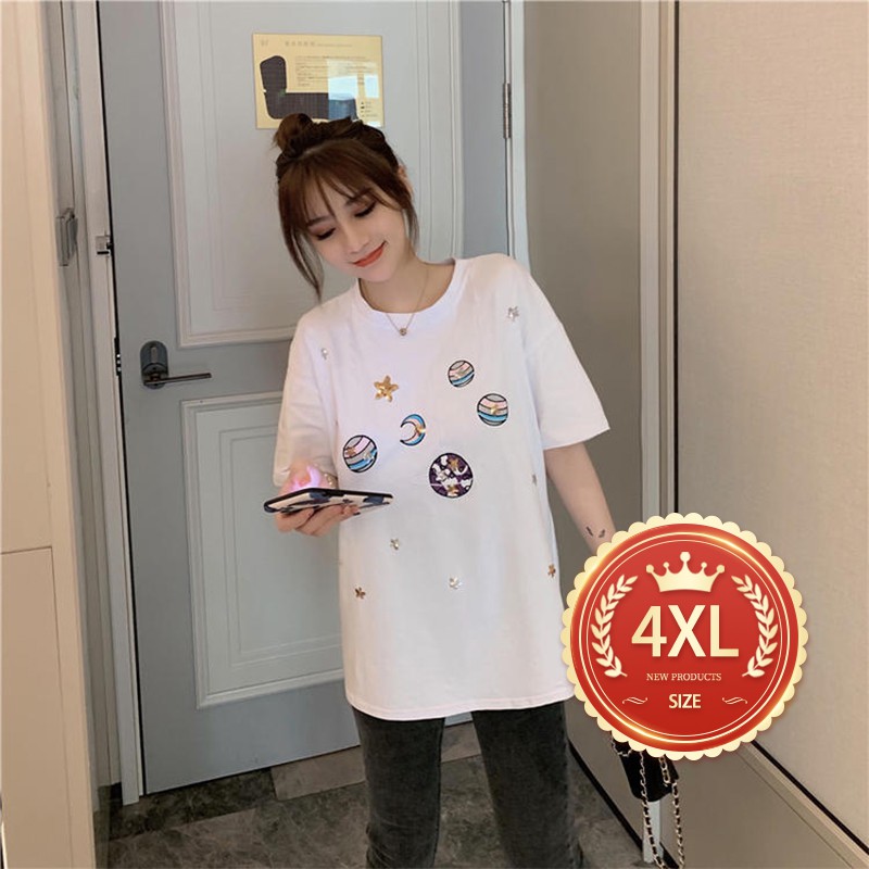 Bbigsize ไซส์ใหญ่เสื้อยืดสกรีนลายอวกาศน่ารักๆสีสันสดใส เนื้อผ้านิ่มใส่สบาย