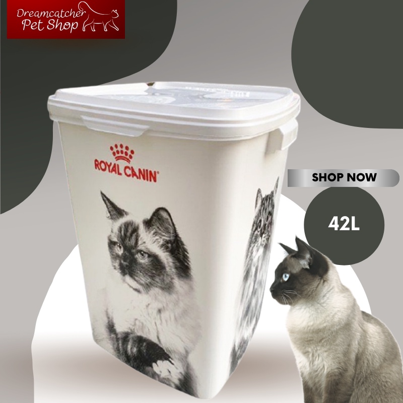 Royal Canin ถังสี่เหลี่ยมใส่อาหาร เก็บอาหาร สุนัขและแมว ขนาด 42ลิตร