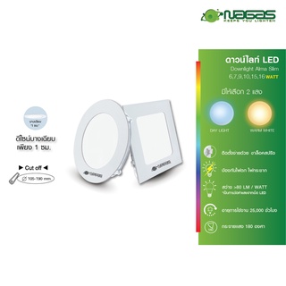 NAGAS ดาวน์ไลท์ LED รุ่น Alma Slim 9 -16 Watt Circle or Square ประหยัดไฟ รับประกัน 1 ปี ( 1 ชิ้น )