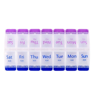  Portable 14 grid blue purple piano semi transparent button medicine box