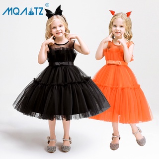 Mqatz ชุดคอสเพลย์ ชุดเดรสเจ้าหญิง แต่งลูกไม้ สีดํา สีส้ม 2 ชิ้น L2099XZ